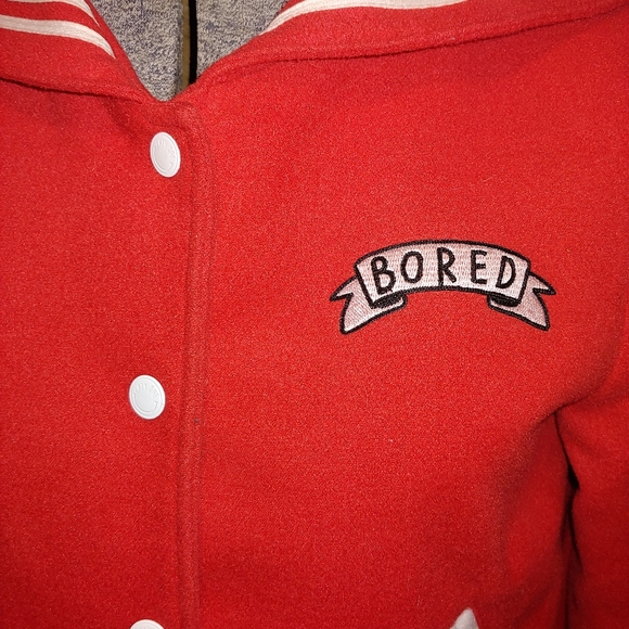 Lazy Oaf Bored Varsity Nautical Cropped Jacket Coat - Picture 4 of 8